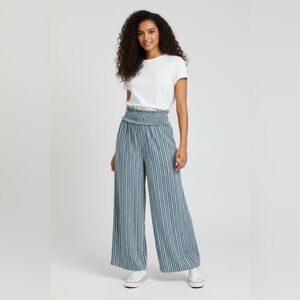 NEW•XL-2X•PEACE BY PIECE EVA BLUE EASY BREEZY WIDE LEG PANTS
